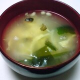 えのきときゅうりのキューちゃんのたまごスープ